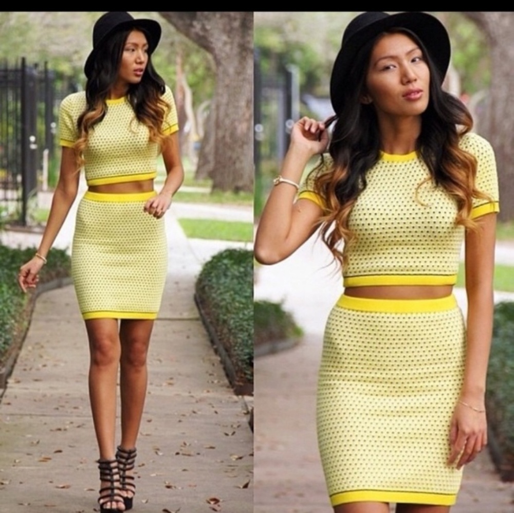 Yellow crop top set